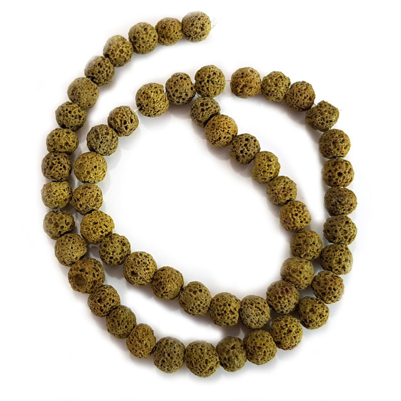 Dyed Lava Rock Tuscan Gold 6mm Round Beads