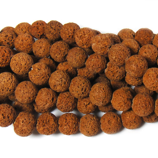 Dyed Burnt Orange Lava Rock Beads 10mm 