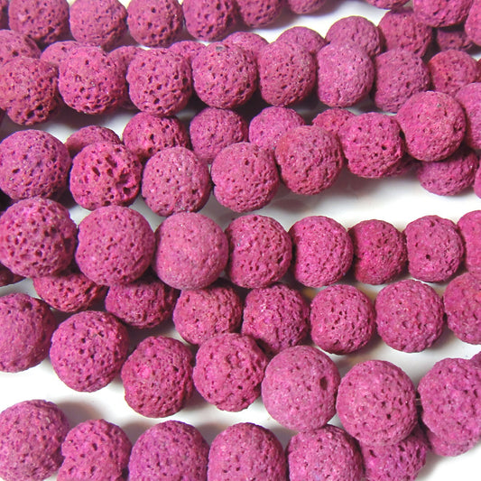 Dyed Fuchsia Lava Rock Beads 10mm 