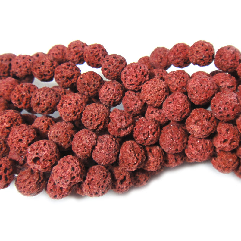 Dyed Rust Red Lava Rock Beads 6mm 