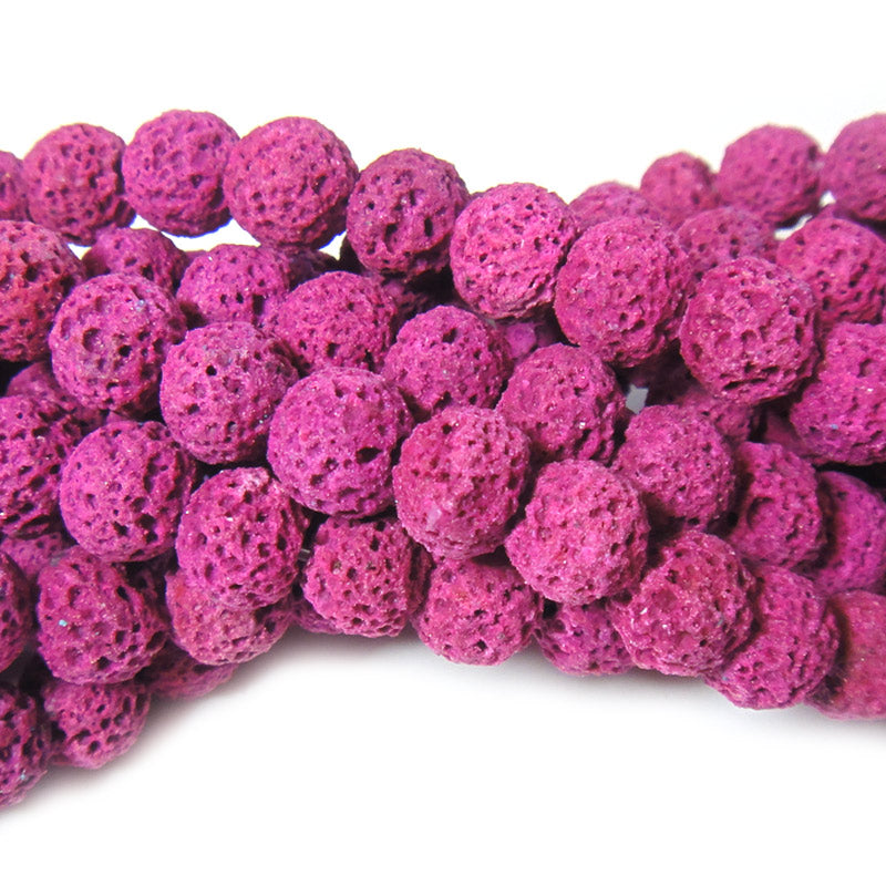 Dyed Fuchsia Lava Rock Beads 8mm 