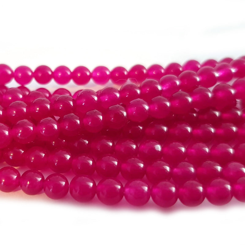 Malay Jade Fuchsia 4mm Round Beads