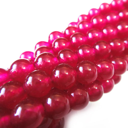 Malay Jade Fuchsia 6mm Round Beads