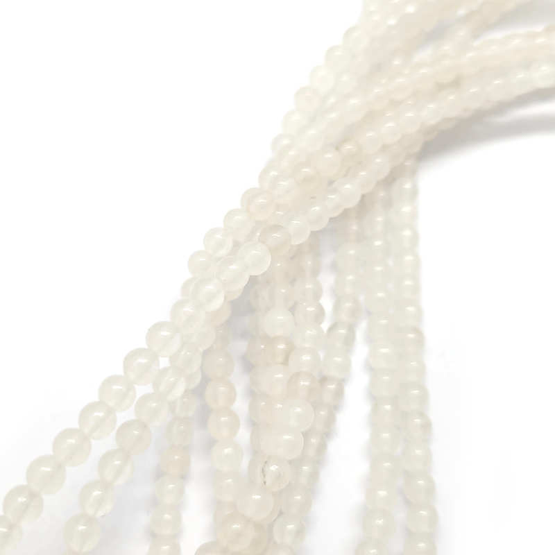 Malay Jade Ghost White 4mm Round Beads