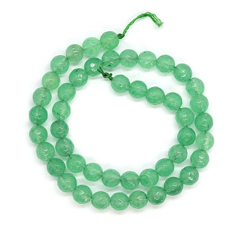 Malay Jade Green Faceted 8mm Round Beads