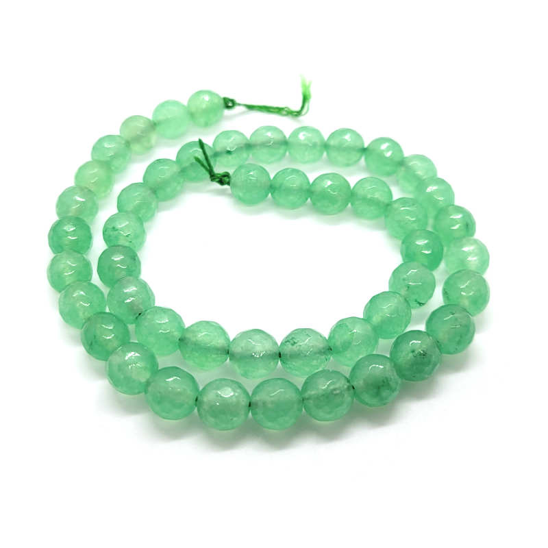 Malay Jade Green Faceted 8mm Round Beads