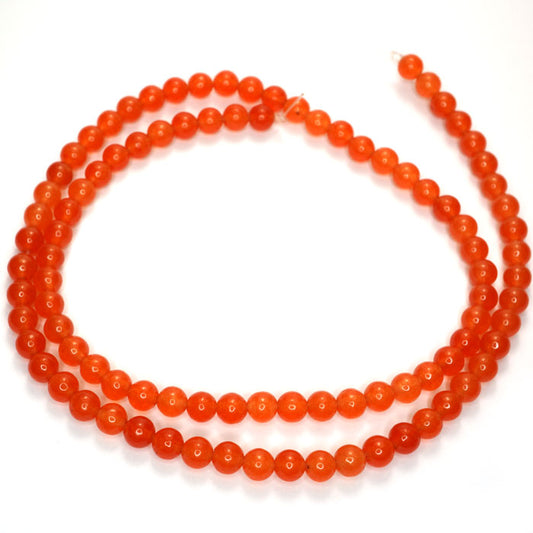 Malay Jade Orange 4mm Round Beads