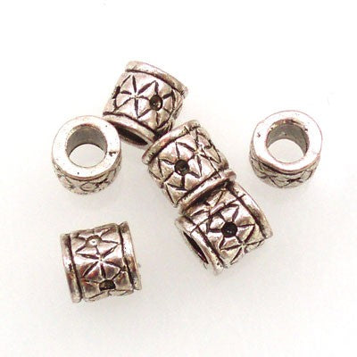 Tibetan Silver 10x9mm Beads (Pack 6)