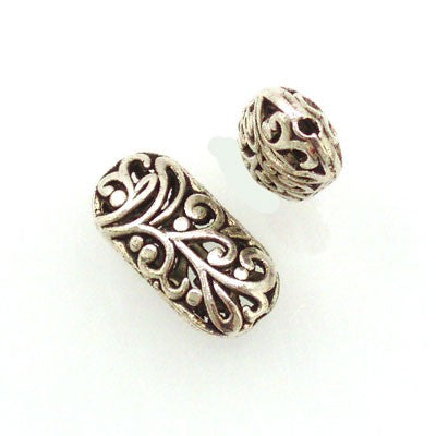 Tibetan Silver 21x11x6mm Beads (Pack 2)