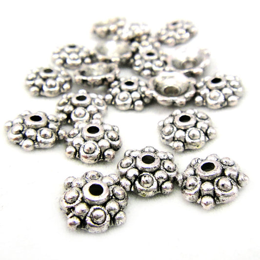 Tibetan Silver 8mm Studded Bead Caps