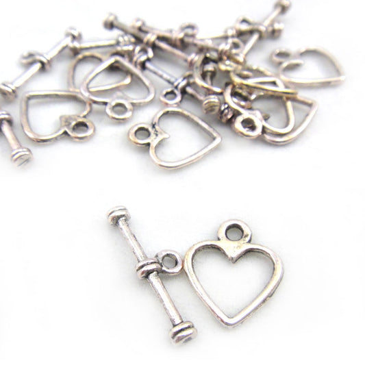 Tibetan Silver Heart Toggle Clasp