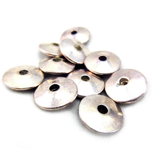 Tibetan Silver 11.5mm Plain Saucer Beads