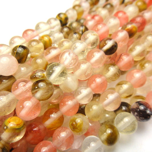 Mixed Colour Cherry Quartz 6mm Round Beads