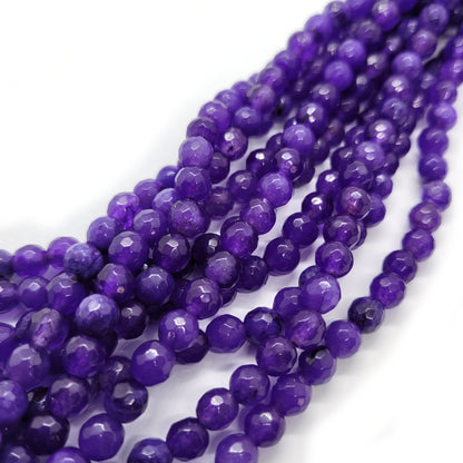 Malay Jade Amethyst Faceted 6mm Round Beads