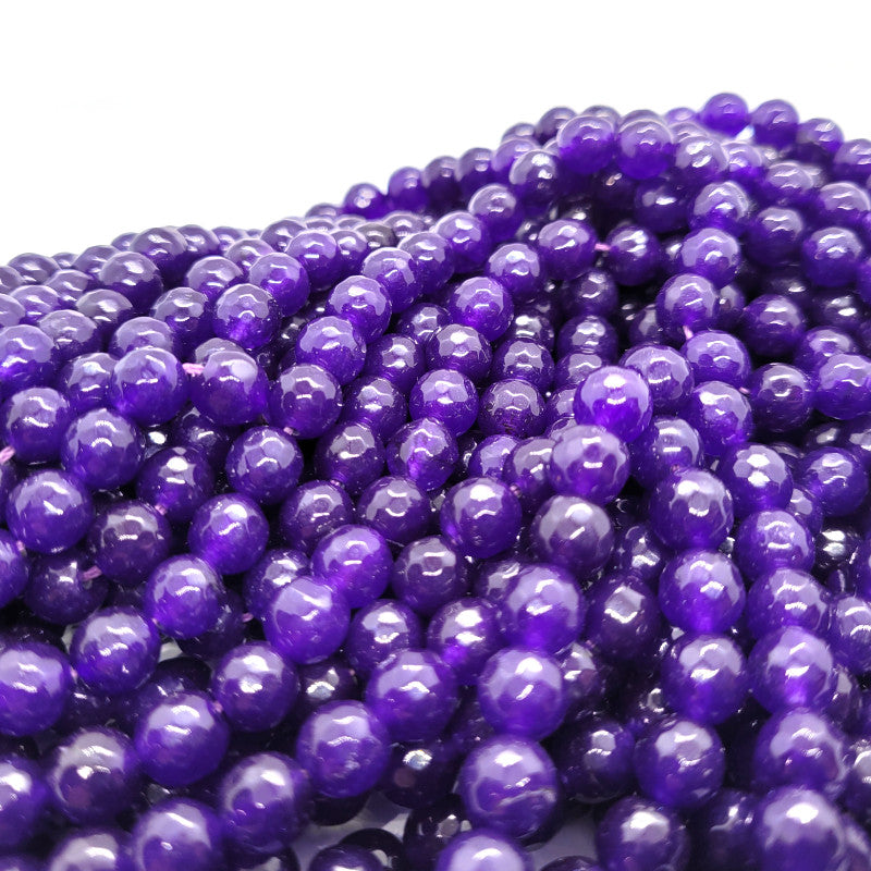 Malay Jade Amethyst Faceted 8mm Round Beads