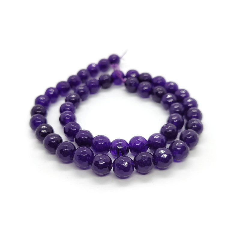 Malay Jade Amethyst Faceted 8mm Round Beads