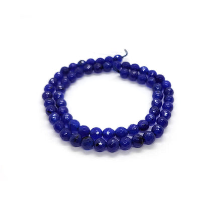 Malay Jade Blue Faceted 6mm Round Beads