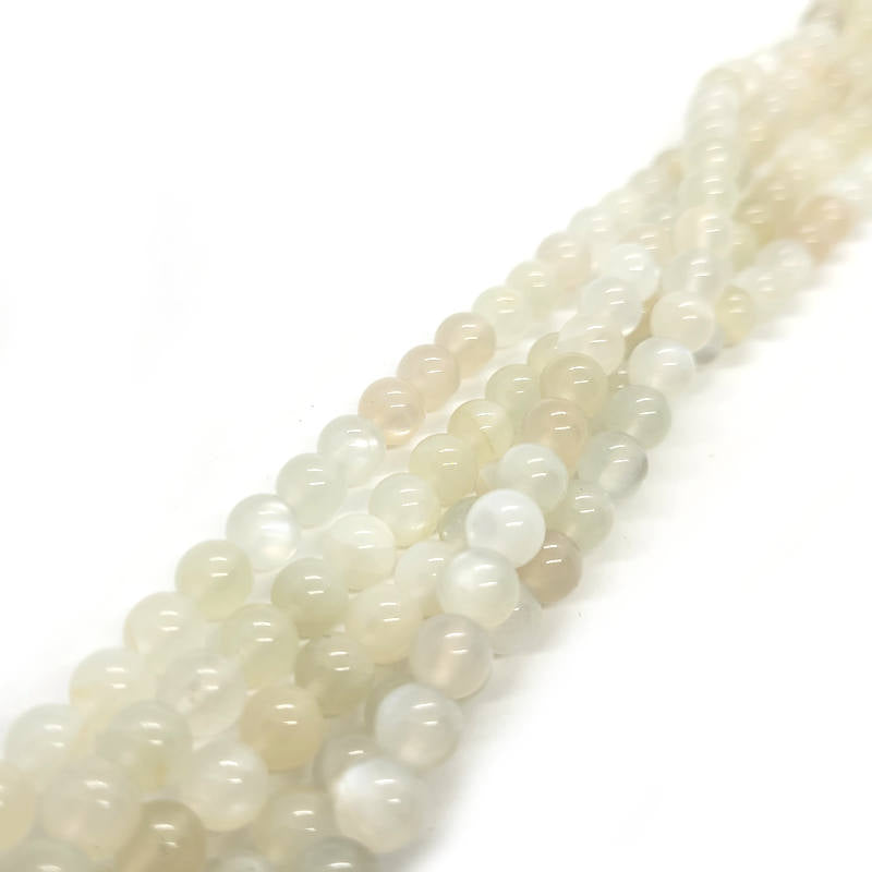 Moonstone Light Grey 6mm Round Beads