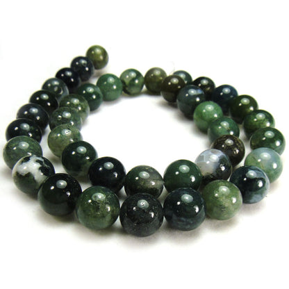 Moss Agate 10mm Round Beads