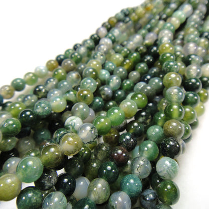 Moss Agate 4mm Round Beads