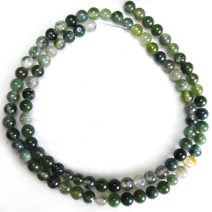 Moss Agate 4mm Round Beads