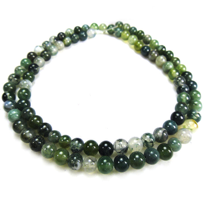 Moss Agate 4mm Round Beads