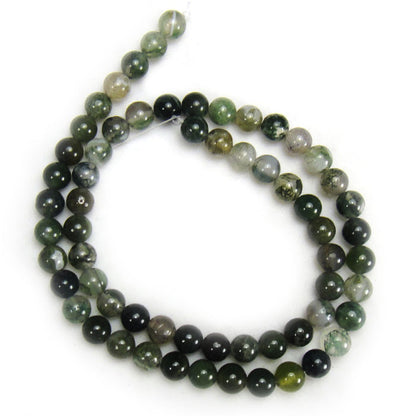 Moss Agate 6mm Round Beads