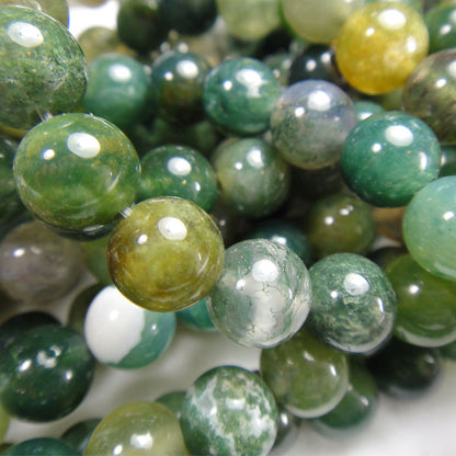 Moss Agate 8mm Round Beads