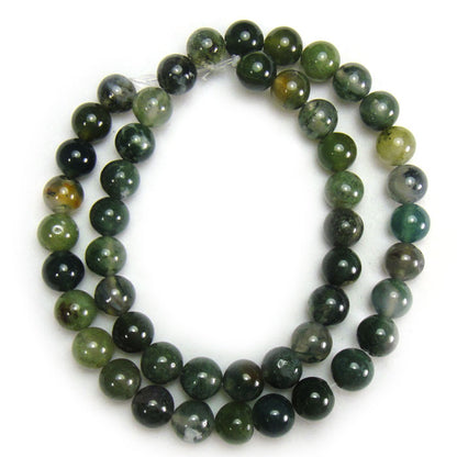 Moss Agate 8mm Round Beads