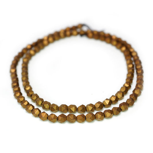 Matte Copper Hematite 4x4mm Diamond Cut Beads