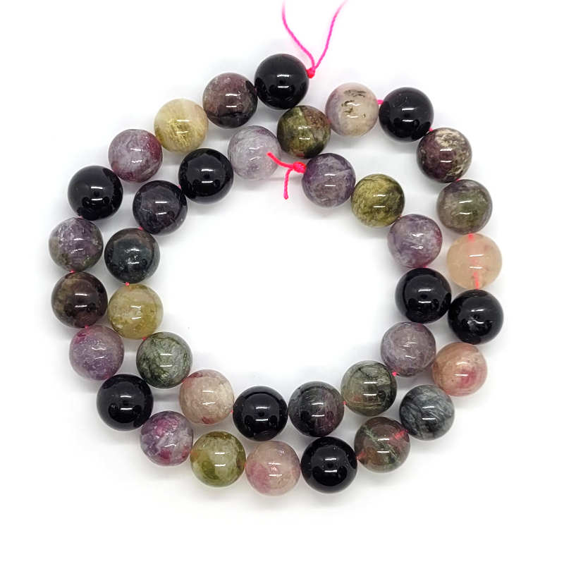 Multicolour Tourmaline 10mm Round Beads