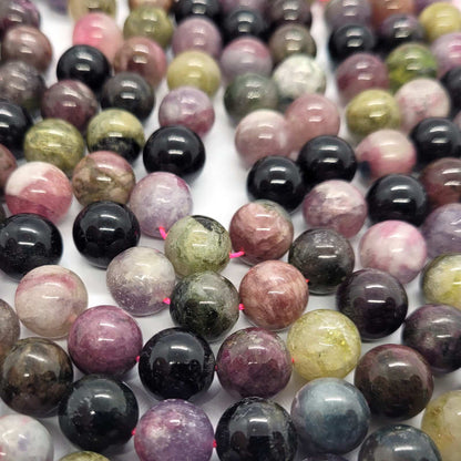 Multicolour Tourmaline 10mm Round Beads