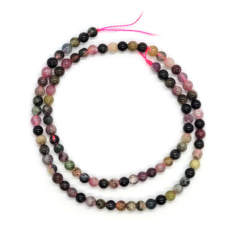 Multicolour Tourmaline 4mm Round Beads