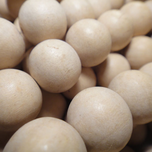 Natural White Wood 15mm Round Beads