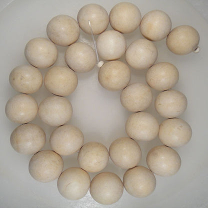 Natural White Wood 15mm Round Beads