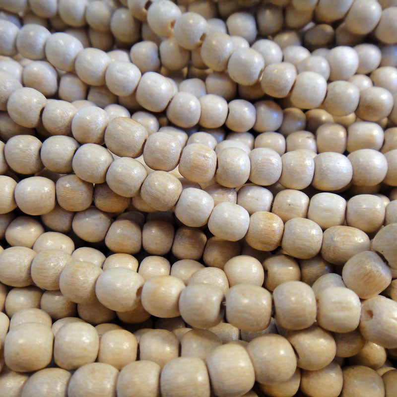 Natural White Wood 5mm Round Beads