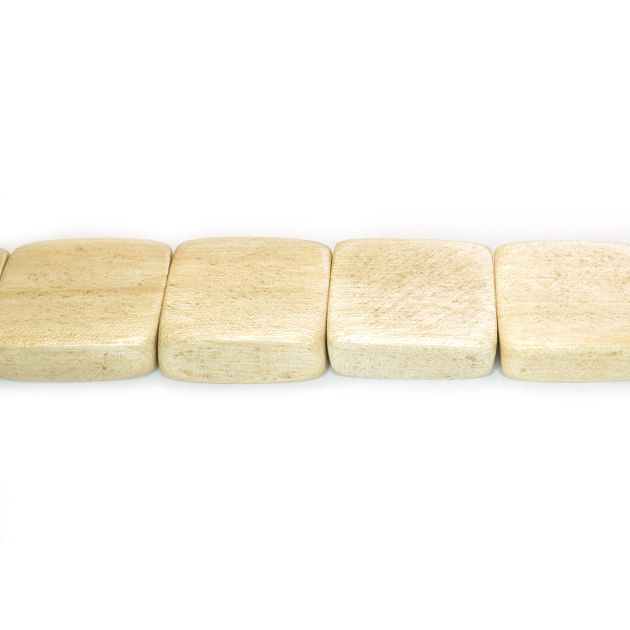 Natural White Wood Flat Square Beads