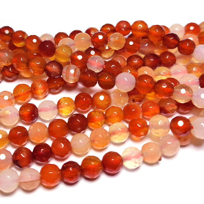 Natural Colour Carnelian Faceted 6mm Round Beads