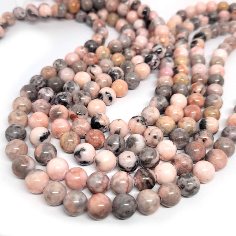 Pink Zebra Jasper 8mm Round Beads