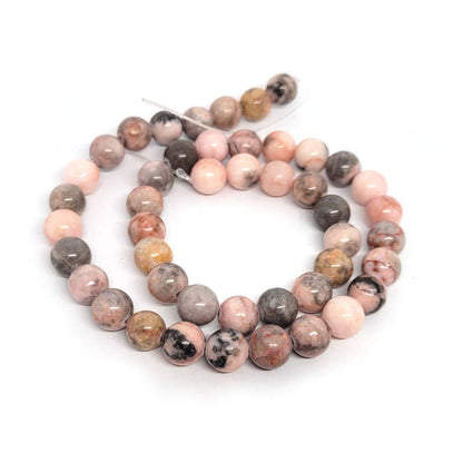 Pink Zebra Jasper 8mm Round Beads