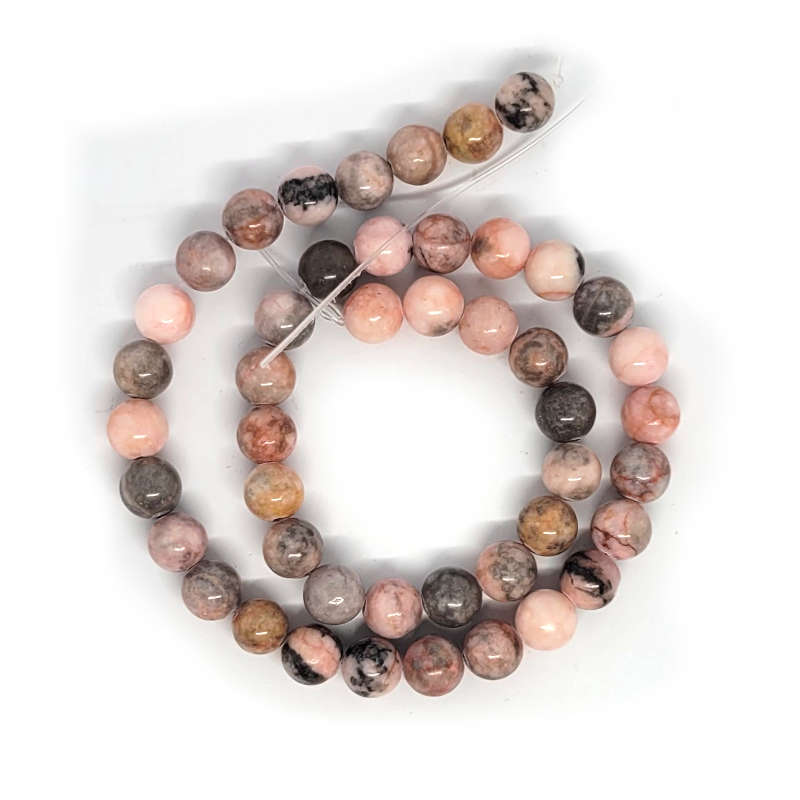 Pink Zebra Jasper 8mm Round Beads