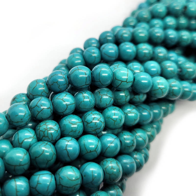 Reconstituted TibetanTurquoise 8mm Round Beads