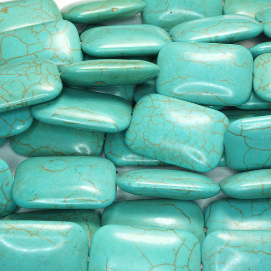 Reconstituted Turquoise Large Rounded Rectangle Beads