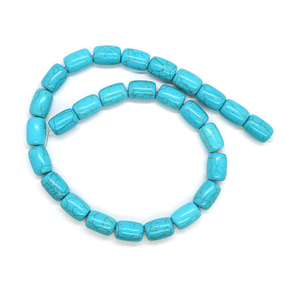 Reconstituted Turquoise Barrel Beads