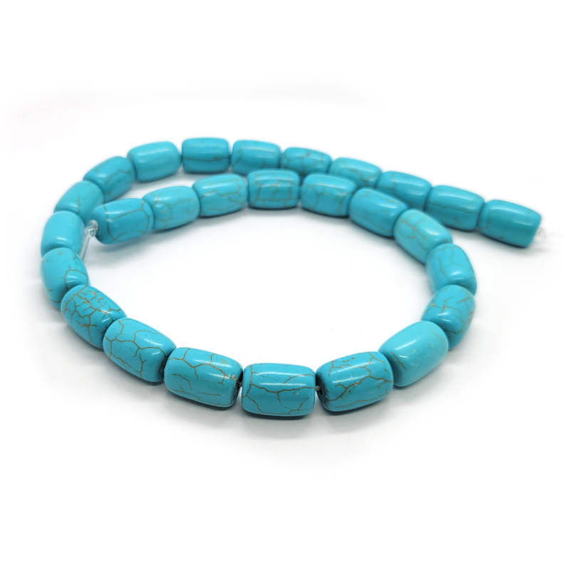 Reconstituted Turquoise Barrel Beads