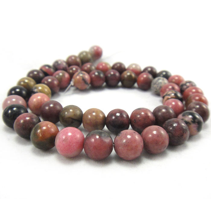 Black Veined Rhodonite 8mm Round Beads