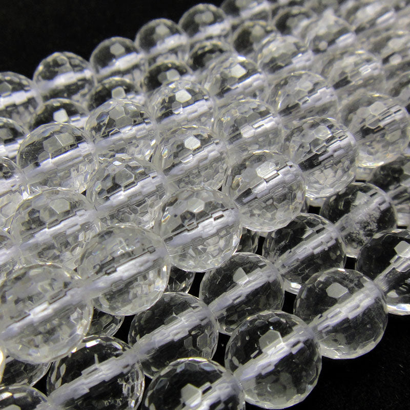 Rock Crystal 8mm Faceted Round Beads