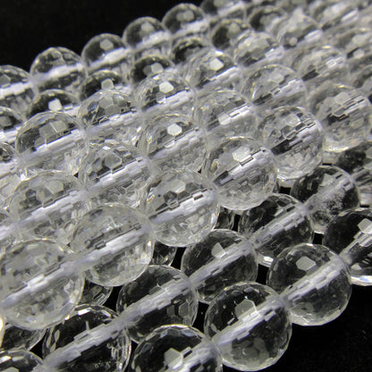 Rock Crystal 8mm Faceted Round Beads