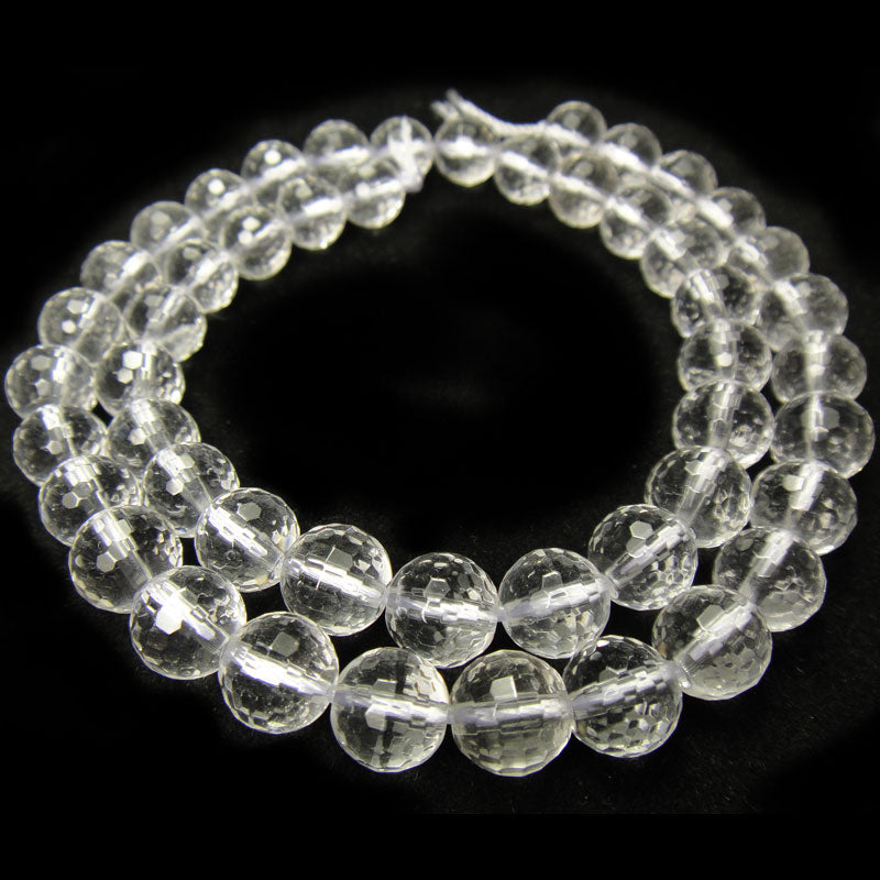 Rock Crystal 8mm Faceted Round Beads