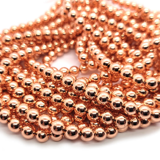 Rose Gold Hematite 6mm Round Beads